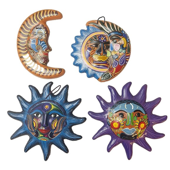 Talavera Sun Face Wall Art – 10"x10" Hand Painted Mexican Pottery Folk Art - Picture 7 of 7